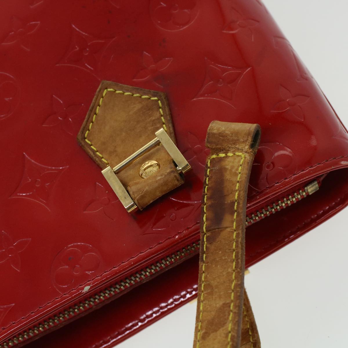 LOUIS VUITTON Monogram Vernis Houston Hand Bag Red M91092 LV ar9583