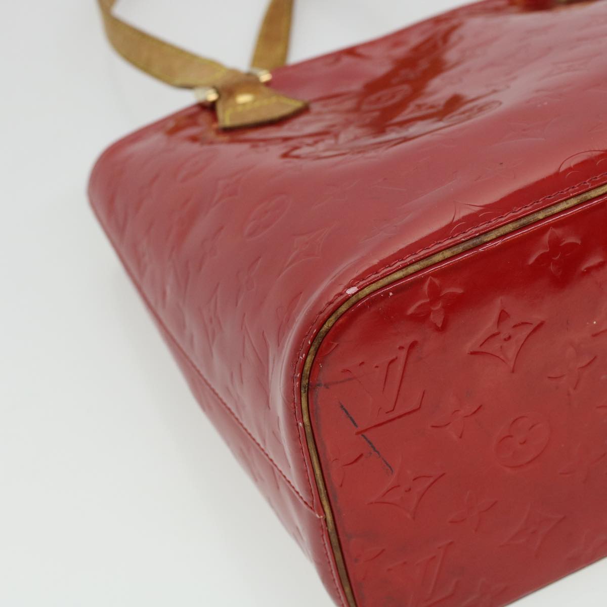 LOUIS VUITTON Monogram Vernis Houston Hand Bag Red M91092 LV ar9583