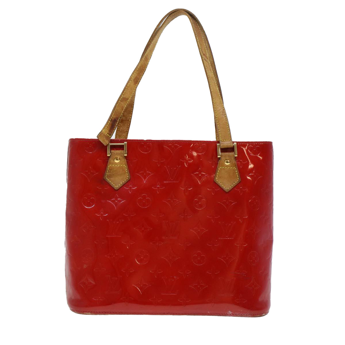 LOUIS VUITTON Monogram Vernis Houston Hand Bag Red M91092 LV ar9583