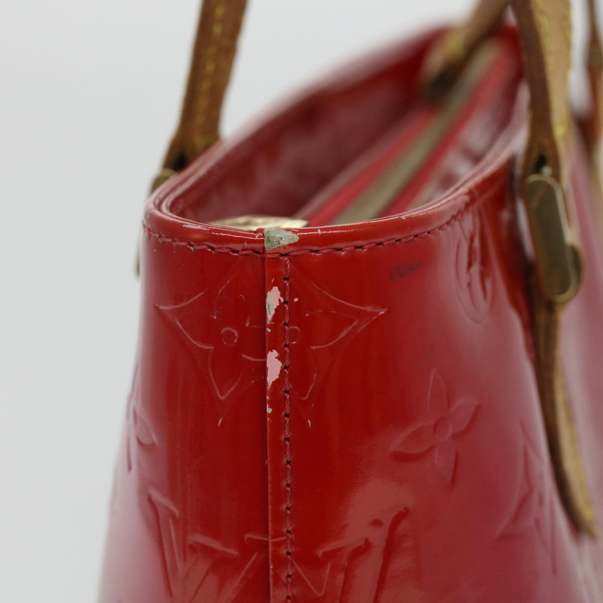 LOUIS VUITTON Monogram Vernis Houston Hand Bag Red M91092 LV ar9583