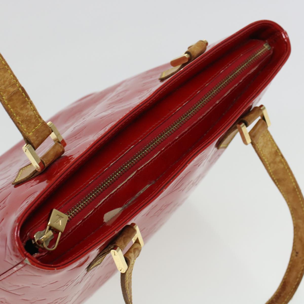 LOUIS VUITTON Monogram Vernis Houston Hand Bag Red M91092 LV ar9583