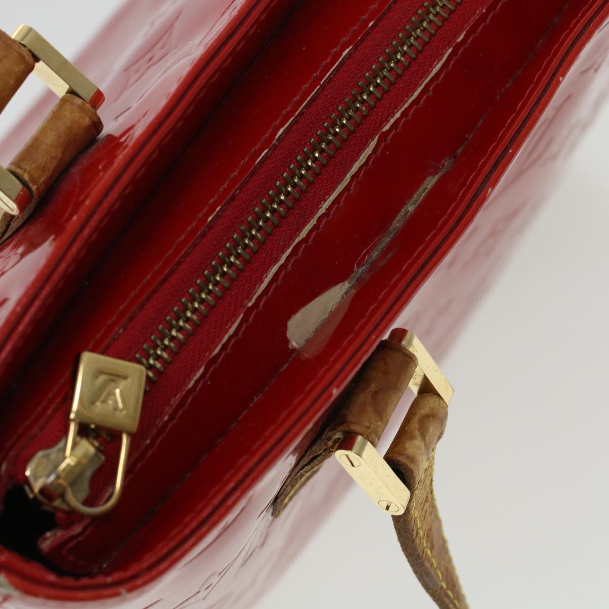 LOUIS VUITTON Monogram Vernis Houston Hand Bag Red M91092 LV ar9583
