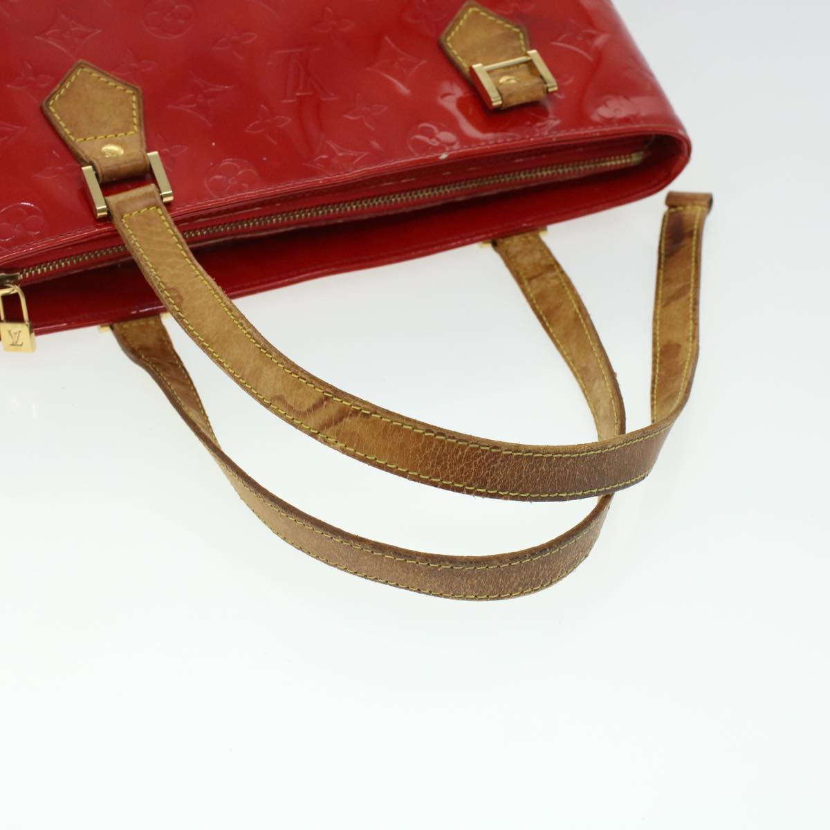 LOUIS VUITTON Monogram Vernis Houston Hand Bag Red M91092 LV ar9583