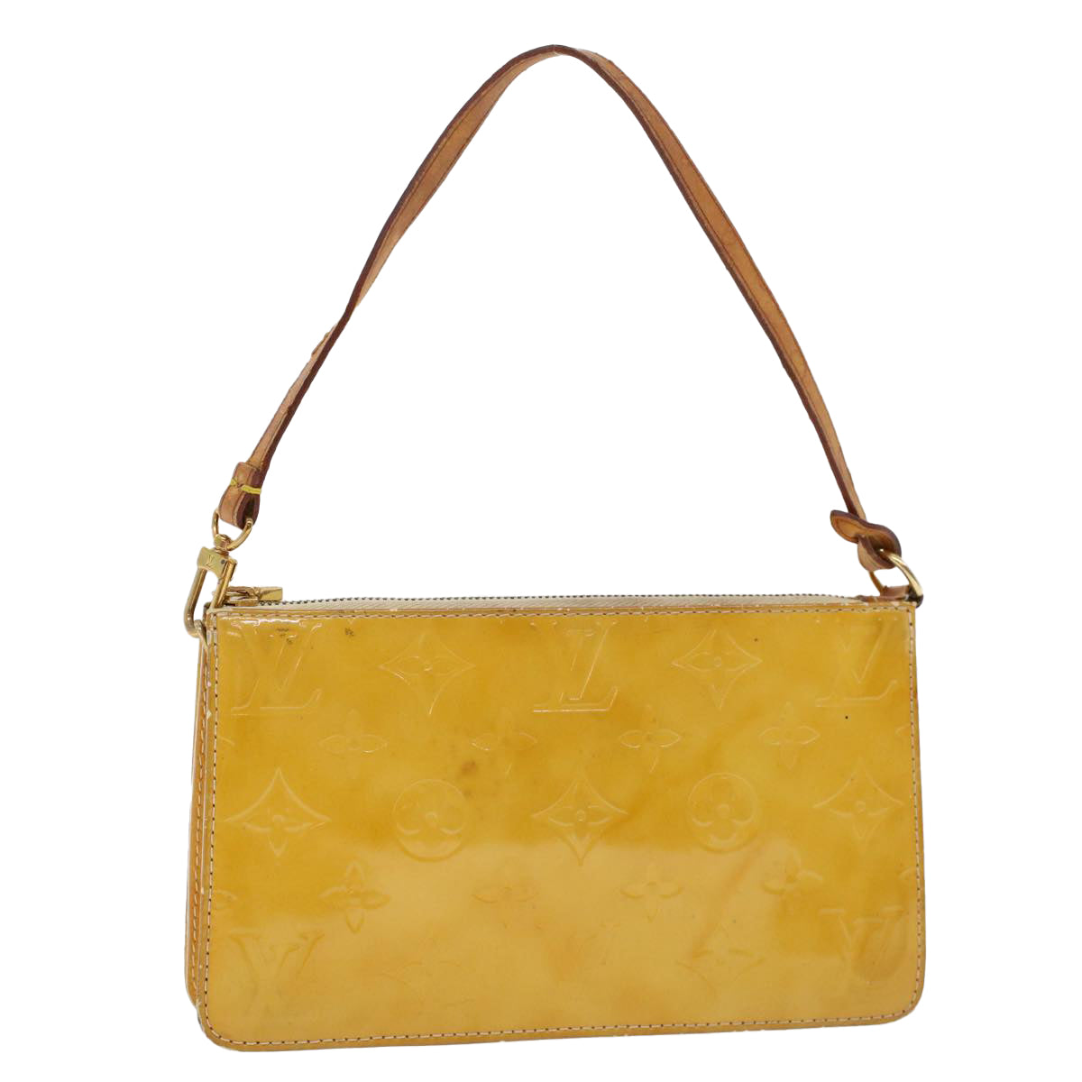 LOUIS VUITTON Vernis Lexington Accessory Pouch Lime Yellow M91058 ar9649B
