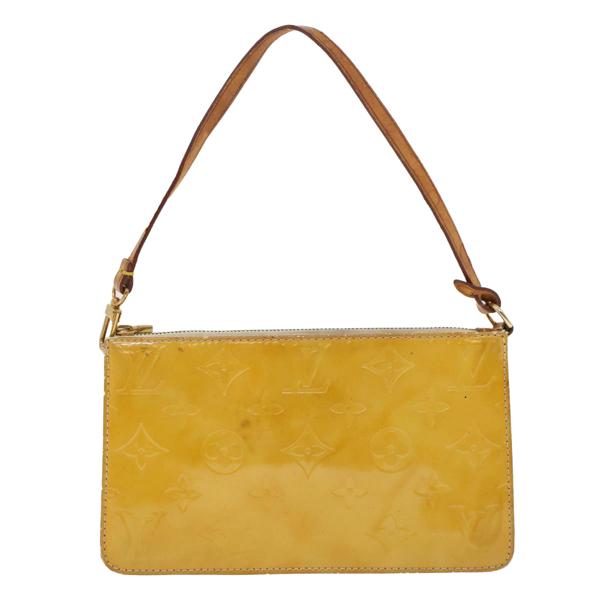 LOUIS VUITTON Vernis Lexington Accessory Pouch Lime Yellow M91058 ar9649B