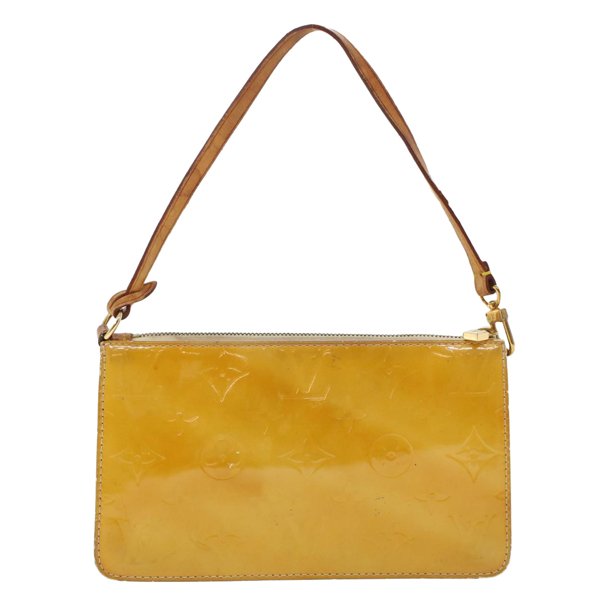 LOUIS VUITTON Vernis Lexington Accessory Pouch Lime Yellow M91058 ar9649B