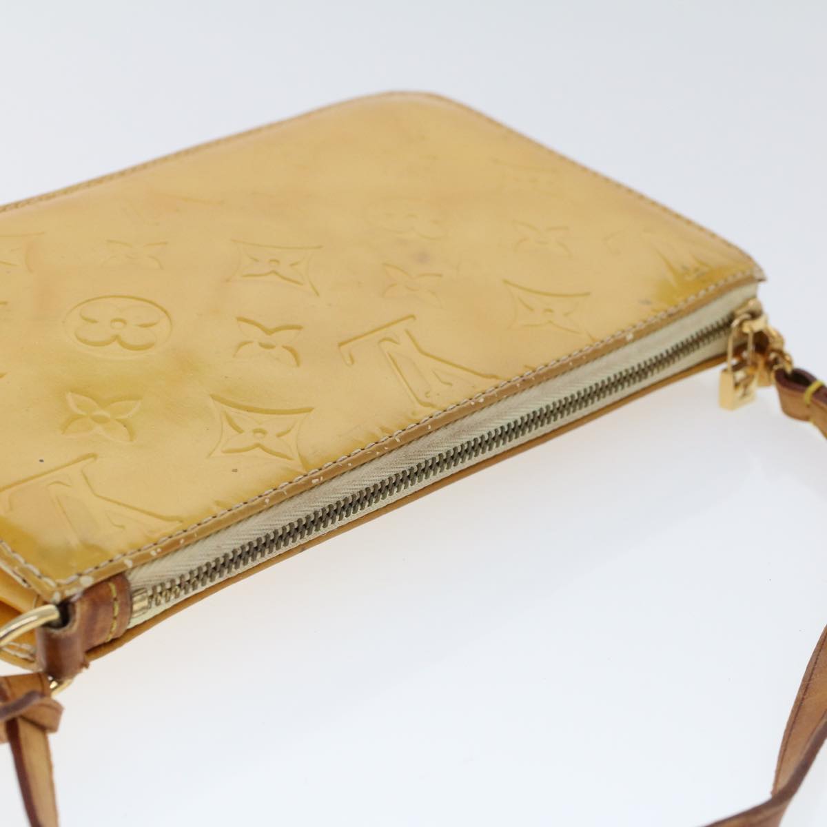 LOUIS VUITTON Vernis Lexington Accessory Pouch Lime Yellow M91058 ar9649B