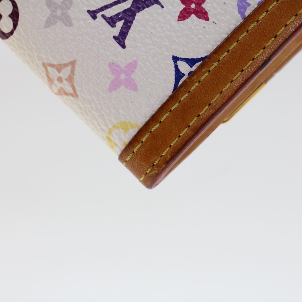 LOUIS VUITTON Multicolor Porte Monnaie Plat Coin Purse White M92657 ar9683B