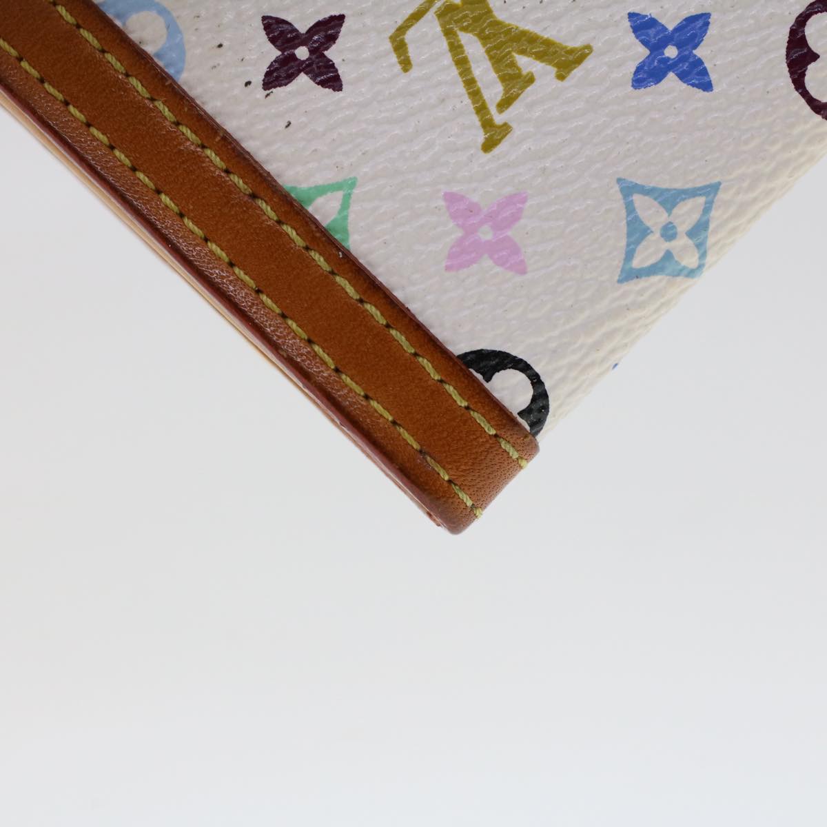 LOUIS VUITTON Multicolor Porte Monnaie Plat Coin Purse White M92657 ar9683B