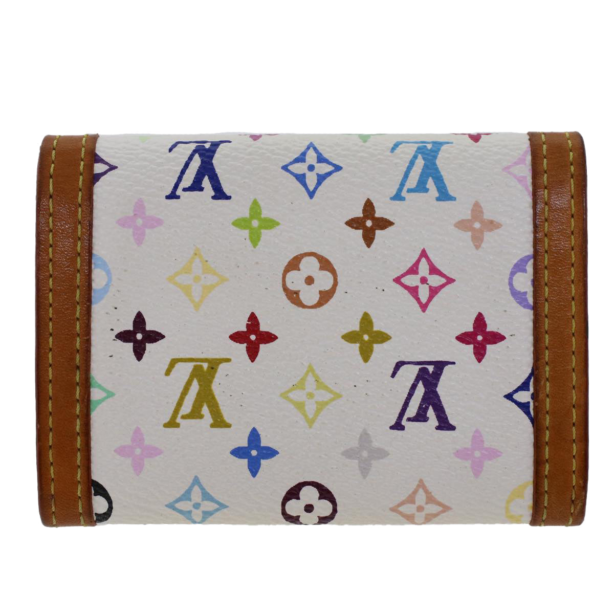 LOUIS VUITTON Multicolor Porte Monnaie Plat Coin Purse White M92657 ar9683B