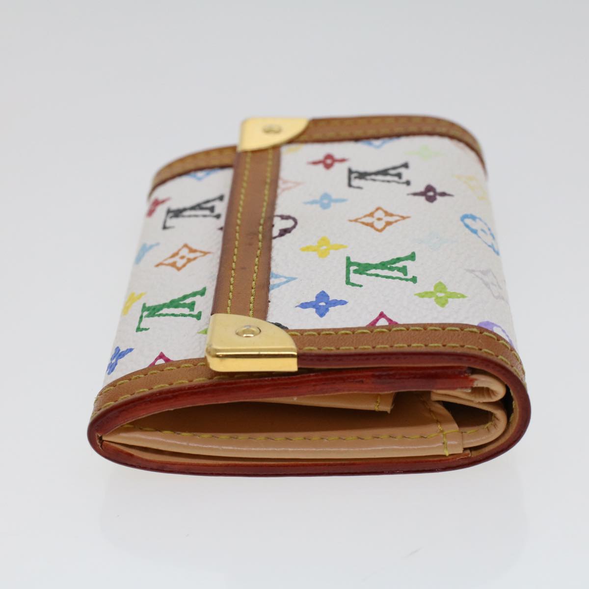 LOUIS VUITTON Multicolor Porte Monnaie Plat Coin Purse White M92657 ar9683B