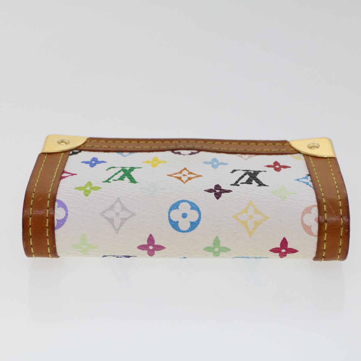 LOUIS VUITTON Multicolor Porte Monnaie Plat Coin Purse White M92657 ar9683B