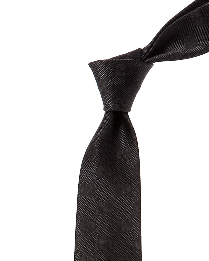 Gucci Black Interlocking G Silk Tie