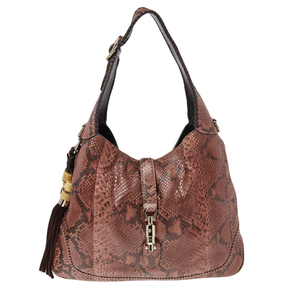 Luxury Gucci Trending 2025 Multicolor Python and Leather Medium Jackie Hobo