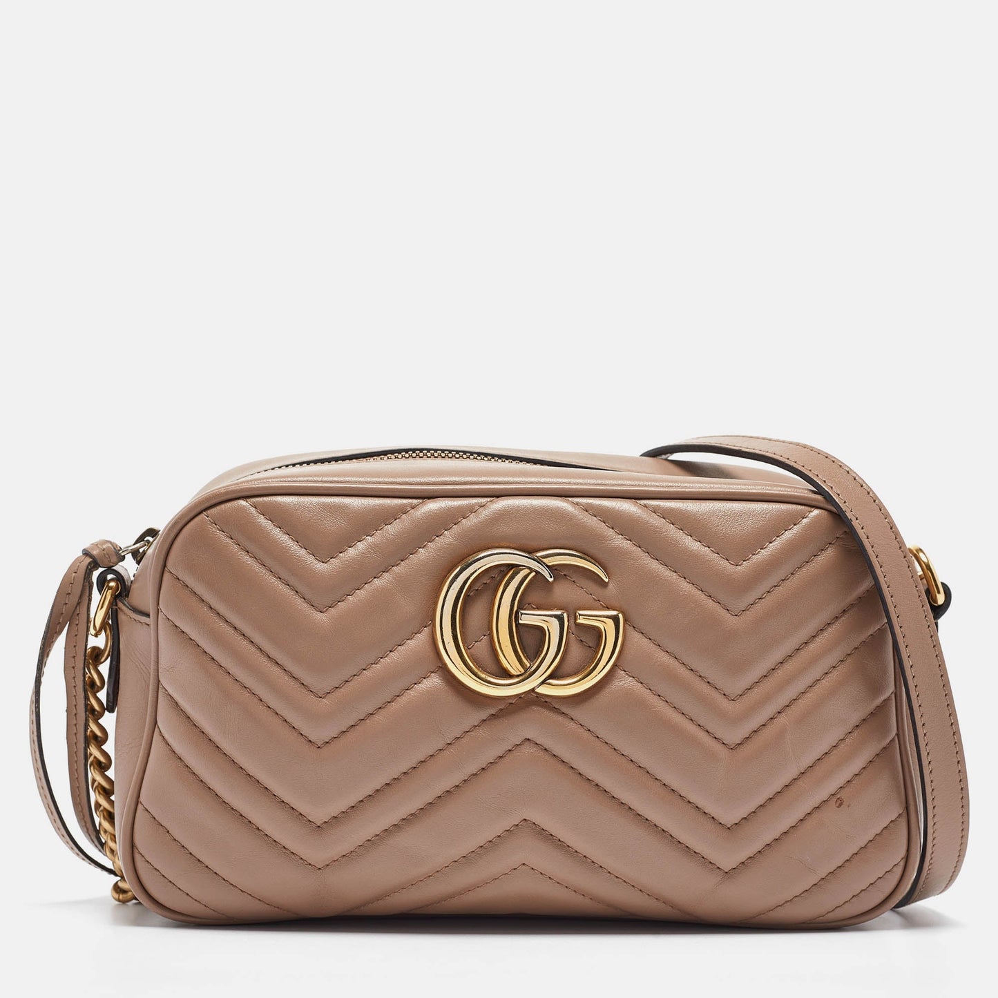 Luxury Gucci Trending 2025 Dusty Pink Matelass&eacute; Leather Small Gg Marmont Shoulder Bag..