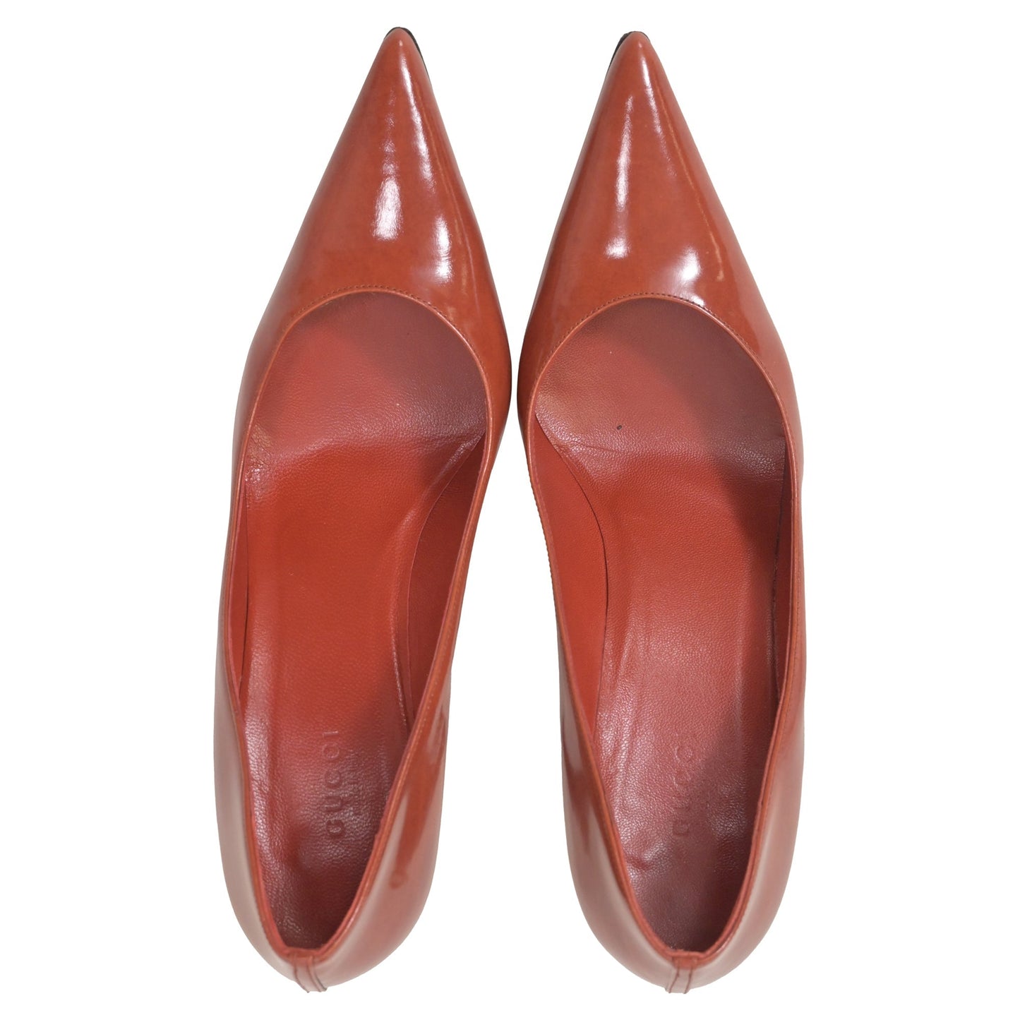 Gucci Pointed GG Pumps in Red Patent Leather