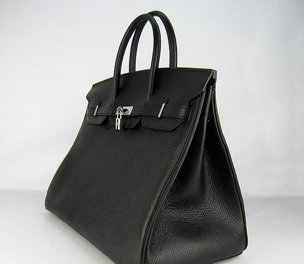 Luxury Hermes Birkin 35cm Togo Leather Handbags 6099 Black Silver