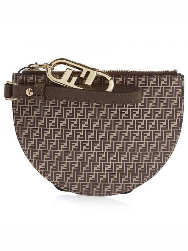 Luxury Fendi FF All Over Logo Coin Wallet Brown