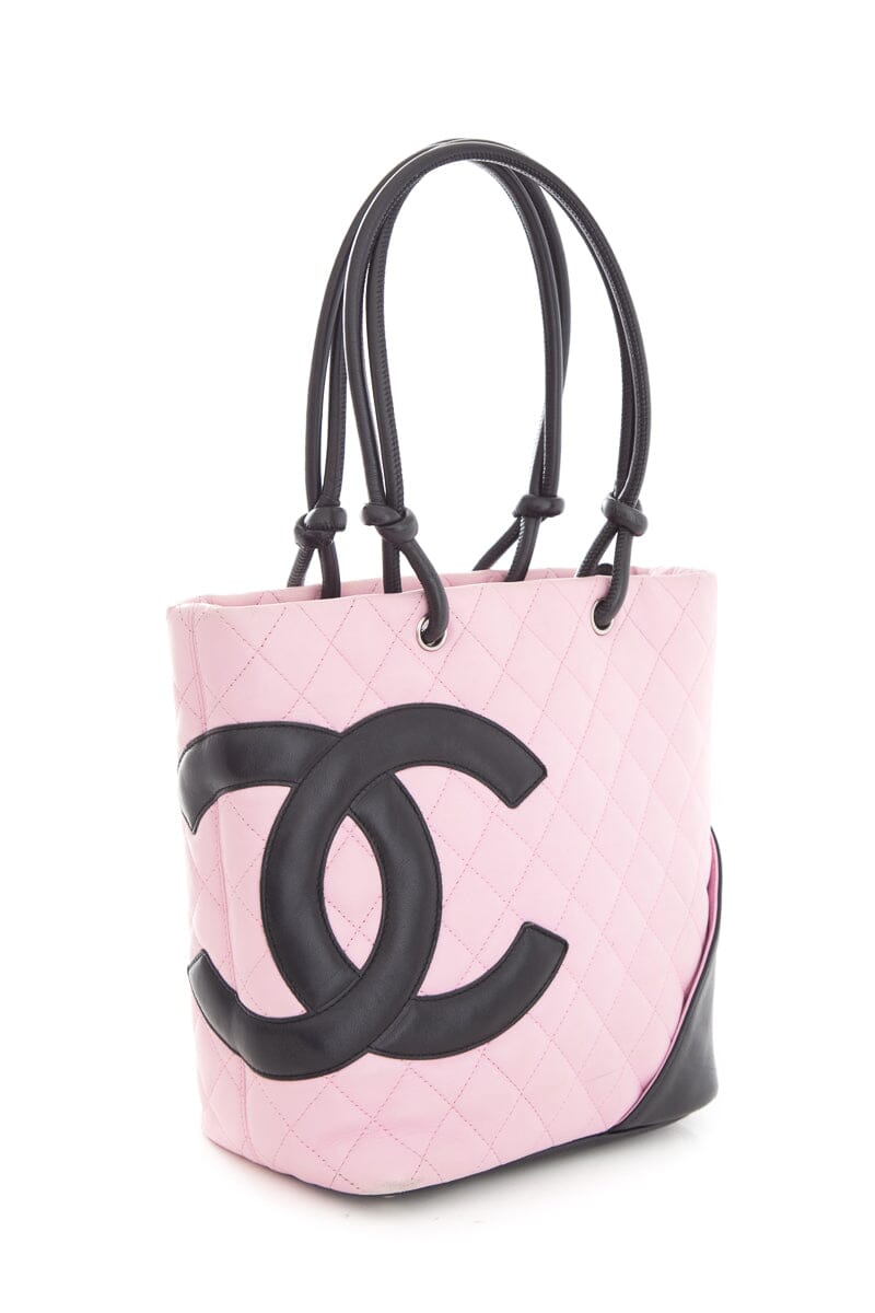 Luxury Chanel Vintage Pink and Black Small Linge Cambon Handbag