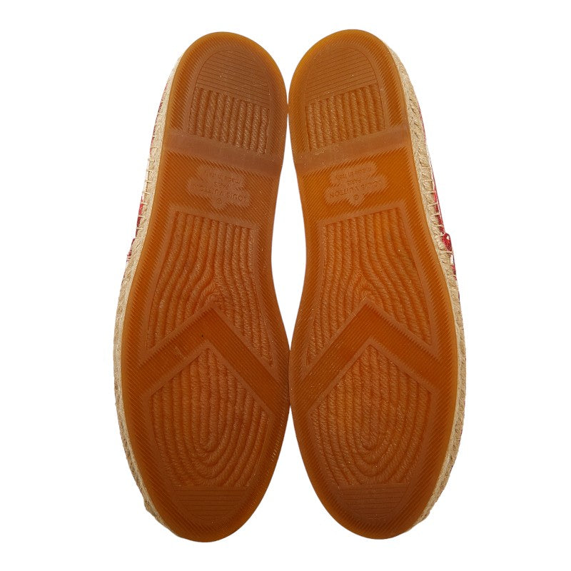 Louis Vuitton Espadrille Border Slipper Size 9 Red White Canvas Men Louis Vuitton