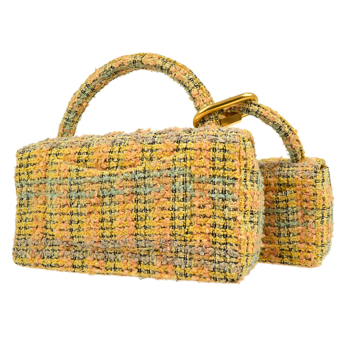 Luxury Chanel 1994 Yellow Tweed Handbag Set