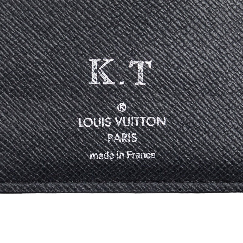 Louis Vuitton Monogram Portefolio Multiple Double Fed Wallet M61695 Black PVC Men LOUIS VUITTON