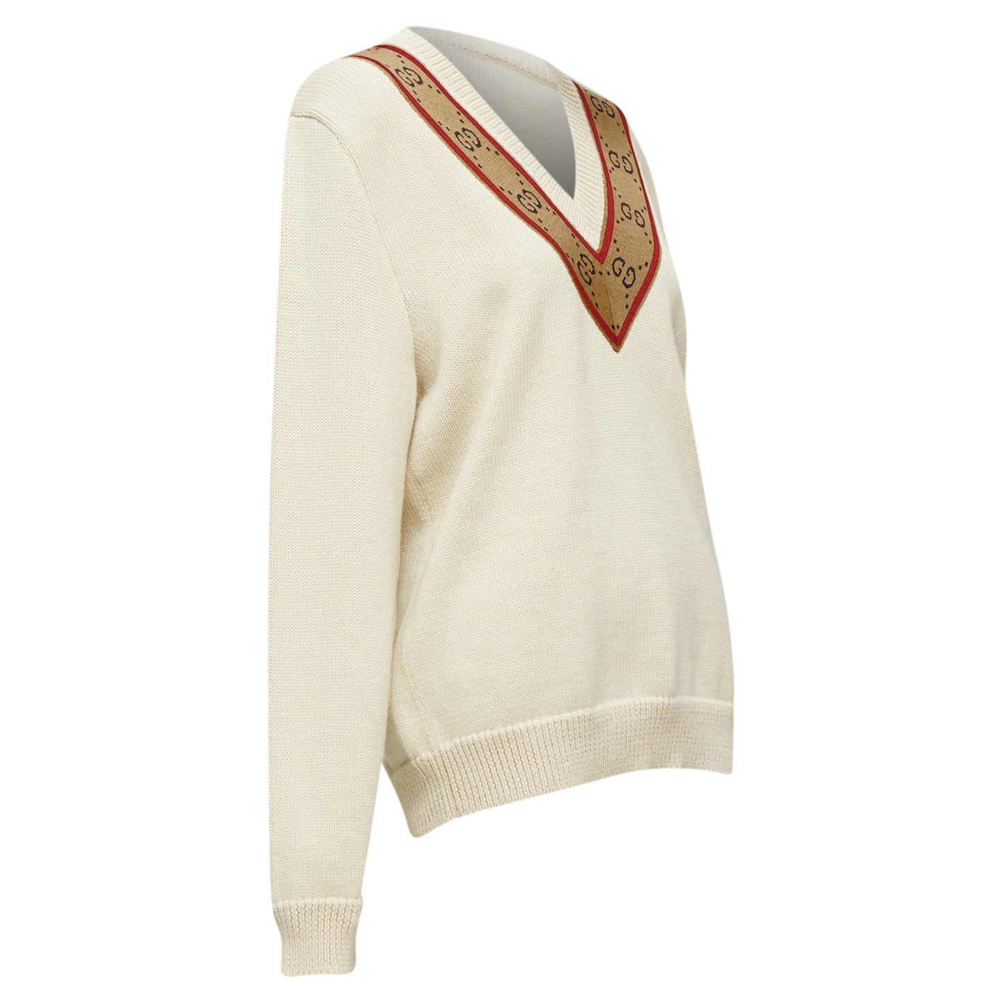 Gucci wool GG monogram V-neck varsity sweater