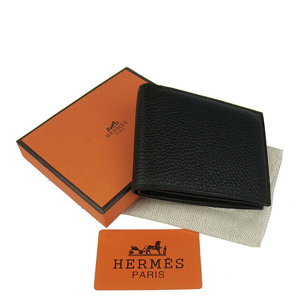 Luxury Hermes Wallet H014 Cow Leather Black