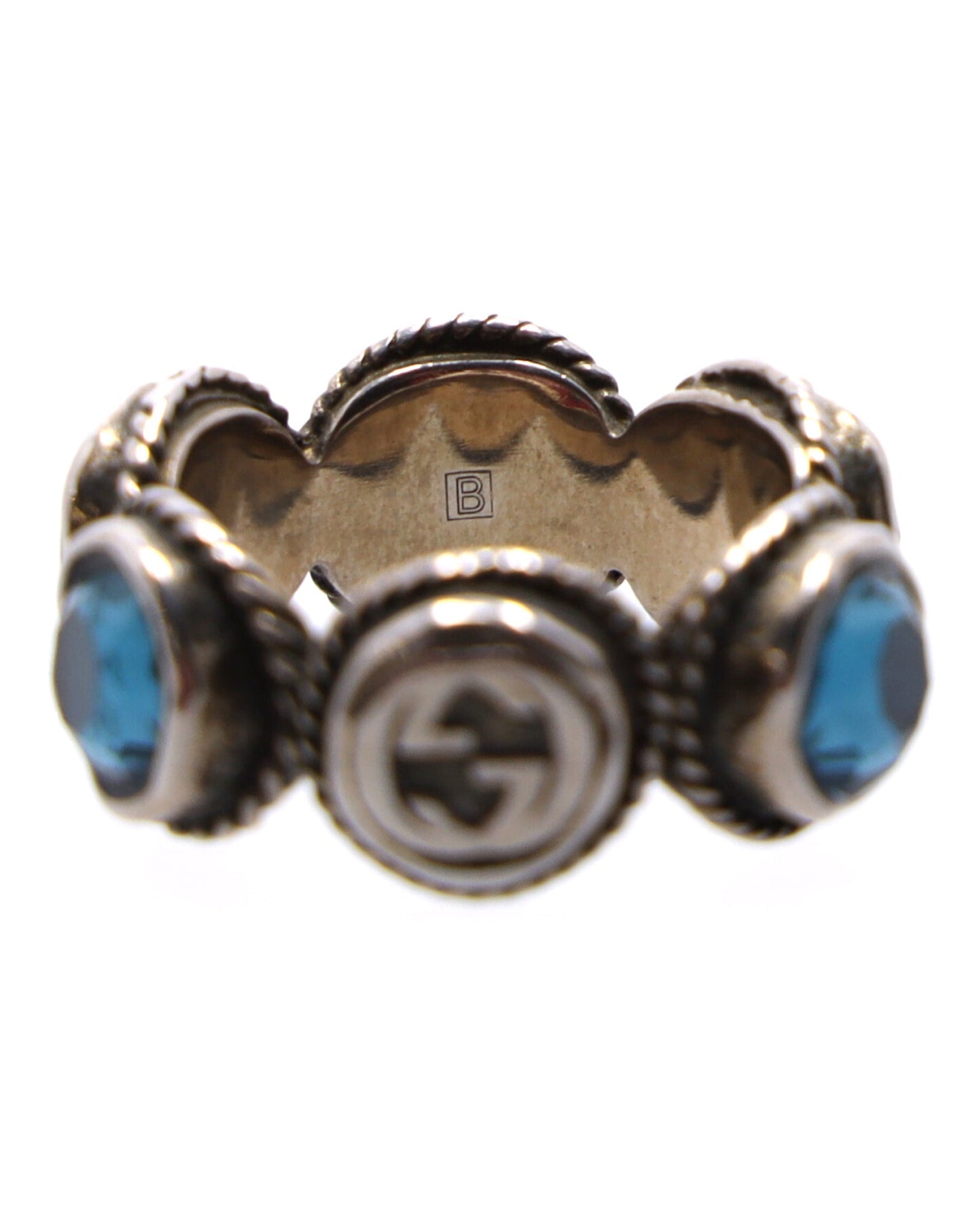 Luxury Gucci Trending 2025 Interlocking G Swarovski Crystal Ring in Silver Metal