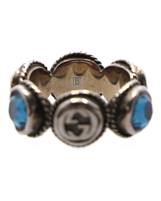 Luxury Gucci Trending 2025 Interlocking G Swarovski Crystal Ring in Silver Metal
