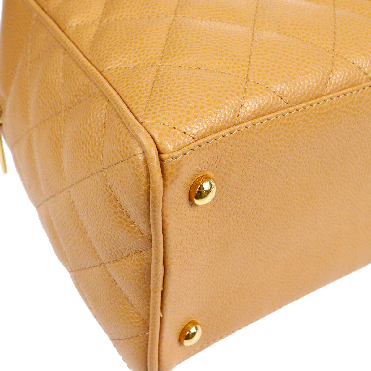 Luxury Chanel 2004-2005 Bowling Bag 37 Beige Caviar