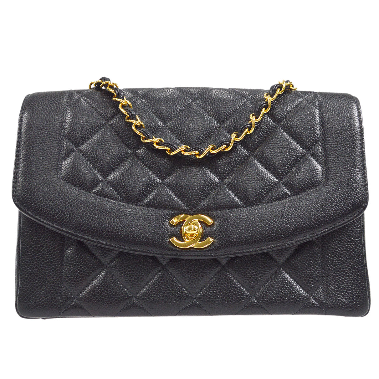 Luxury Chanel 1994-1996 Diana Flap Medium Black Caviar