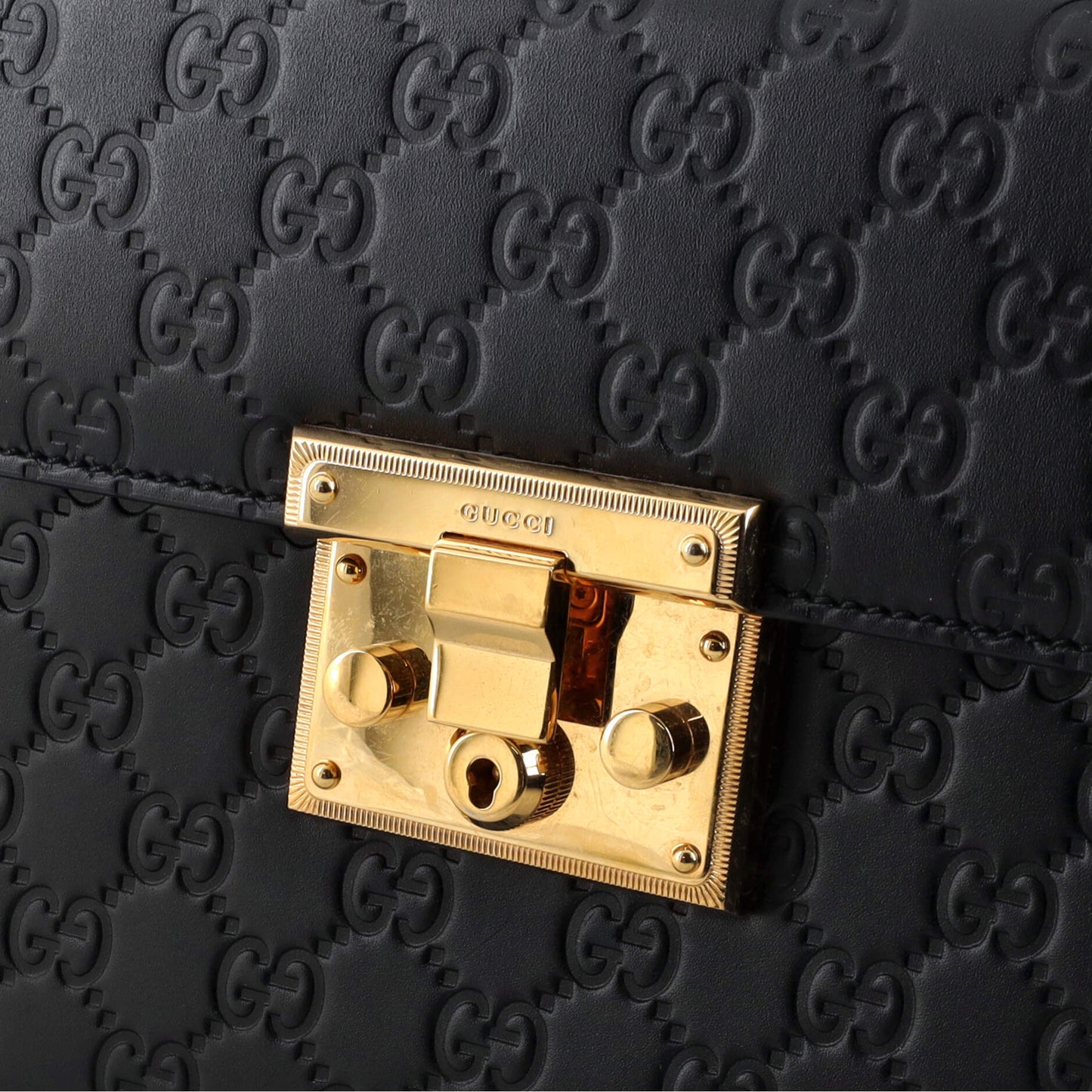 Padlock Top Handle Bag Guccissima Leather Small