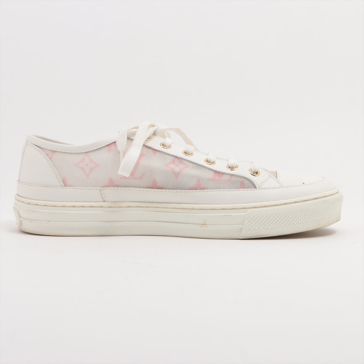 Louis Vuitton 20 Years Mesh  Leather Trainers 39 1/2  White × Pink LD0220 Monogram