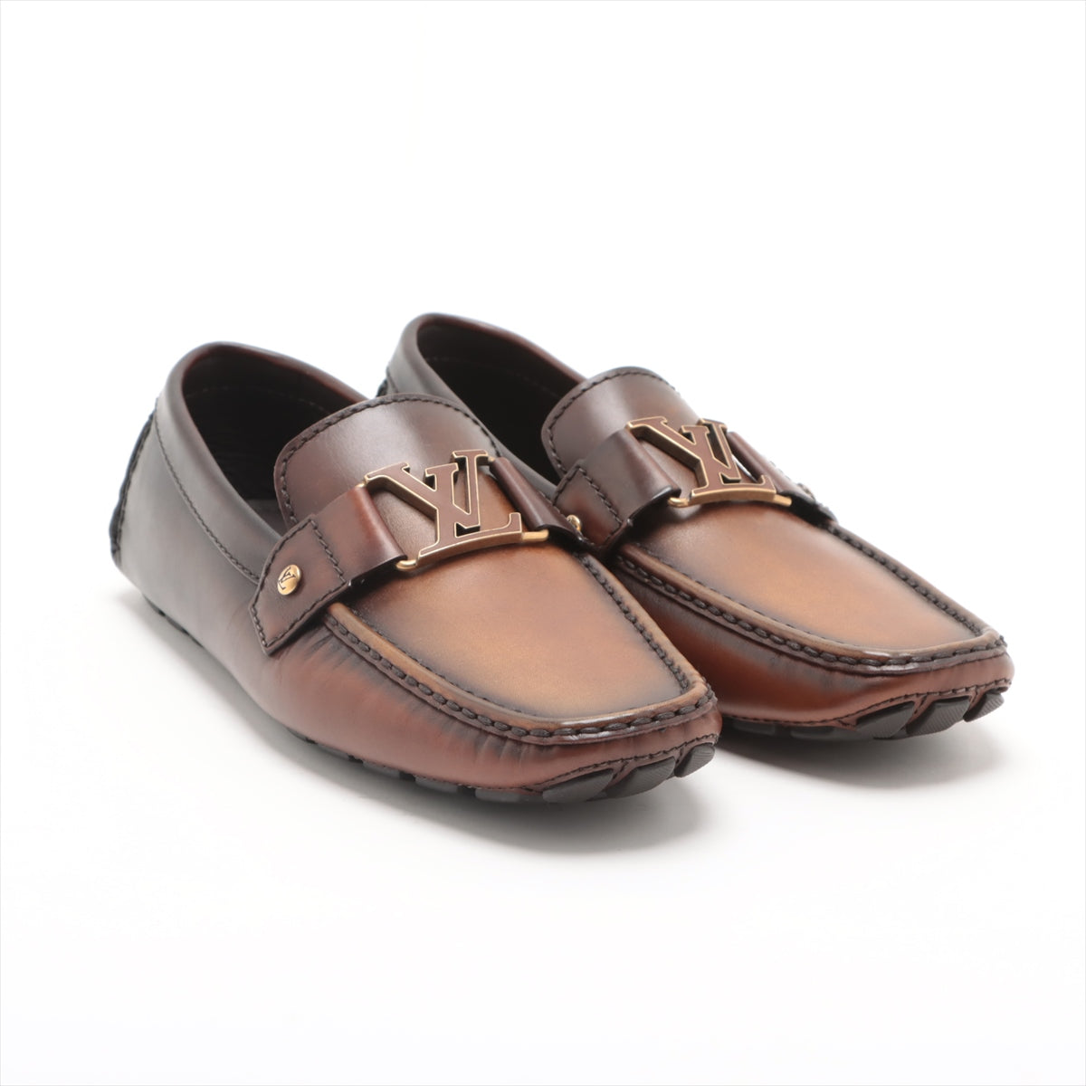 Louis Vuitton Monte Carlo 15 Years Leather Driving Shoes 8 Men Brown FA0125 LV Logo