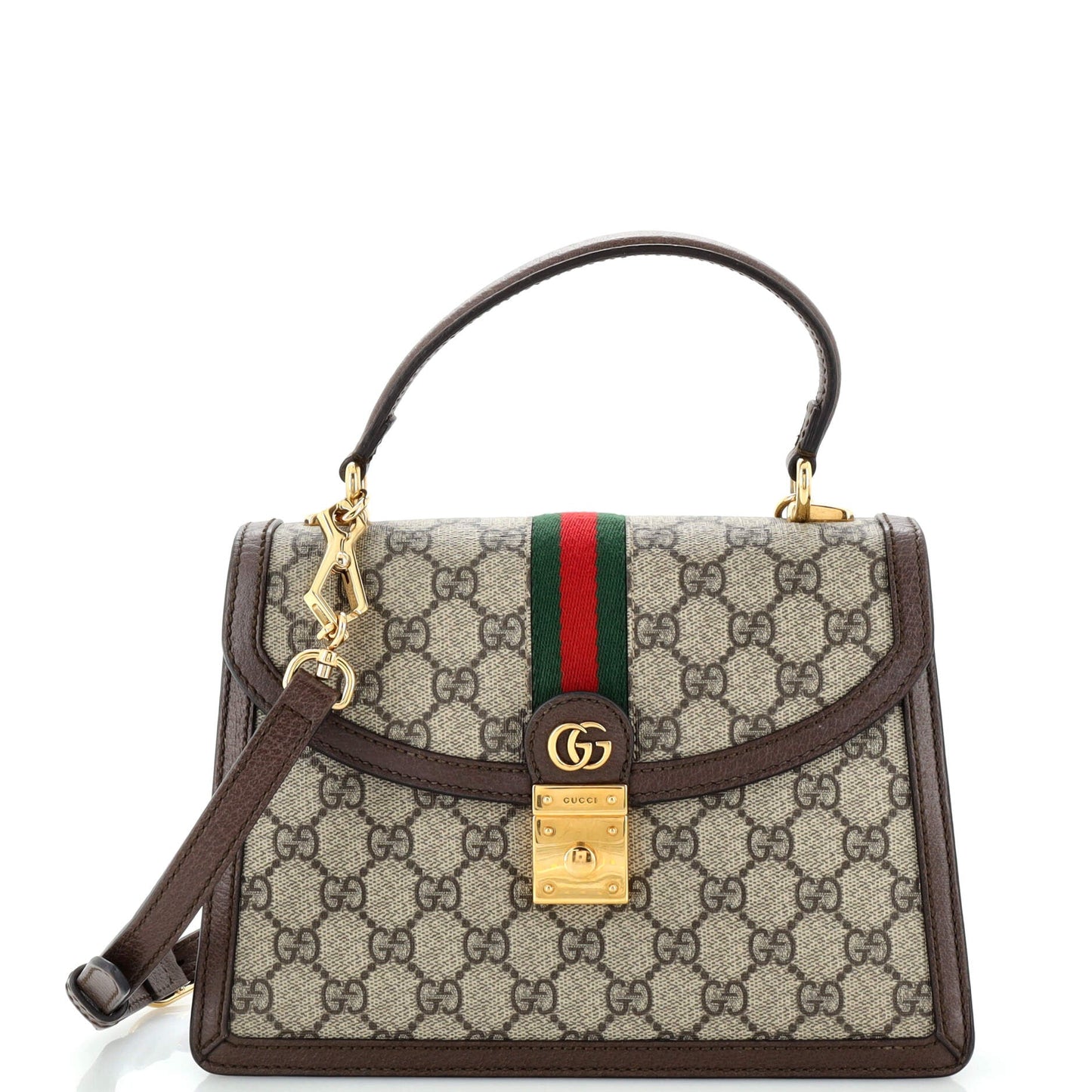 Luxury Gucci Trending 2025 Ophidia Flap Top Handle Bag GG Coated Canvas Small
