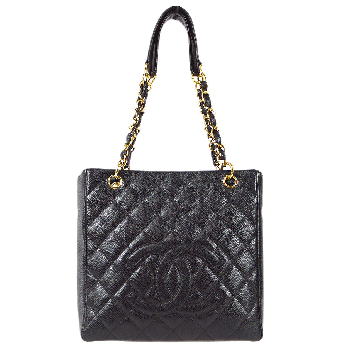 Luxury Chanel 2003-2004 Black Caviar Petite Shopping Tote PST