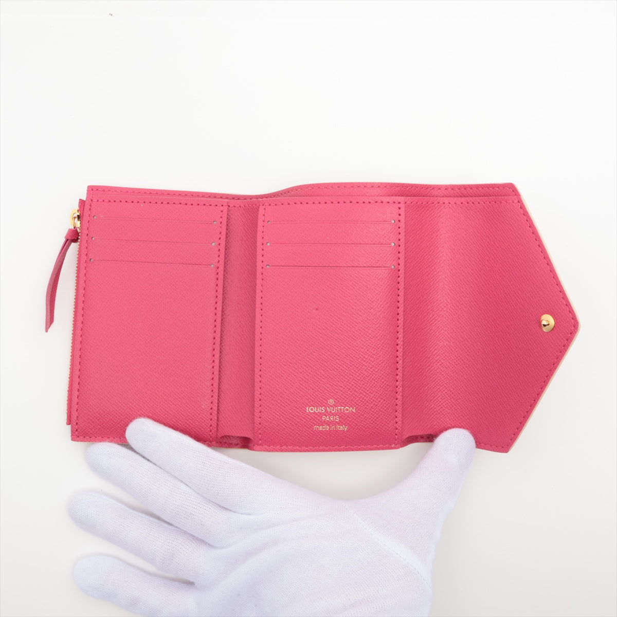 Louis Vuitton Damier Azur Portfolio Victoria N64614 Pink Compact Wallet