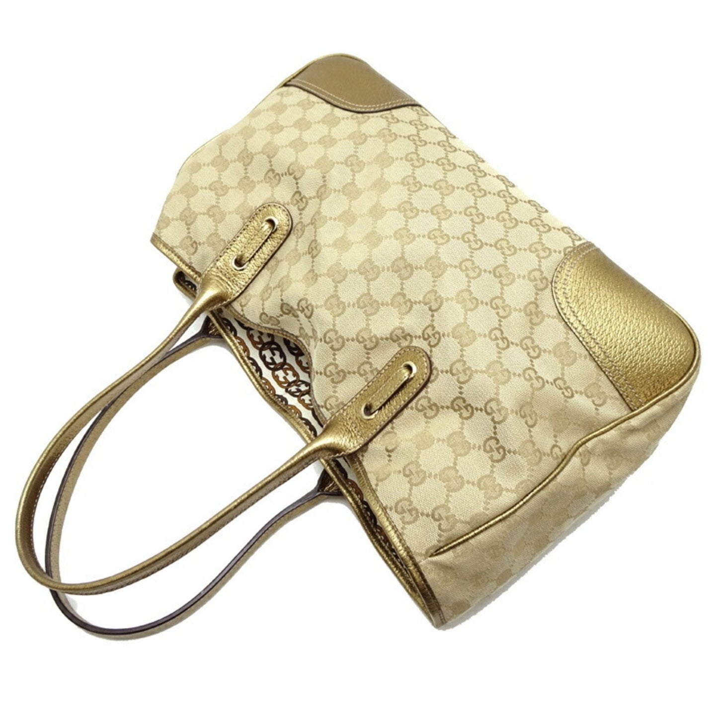 Gucci   Gg Canvas Leather Shoulder Bag Tote Bag