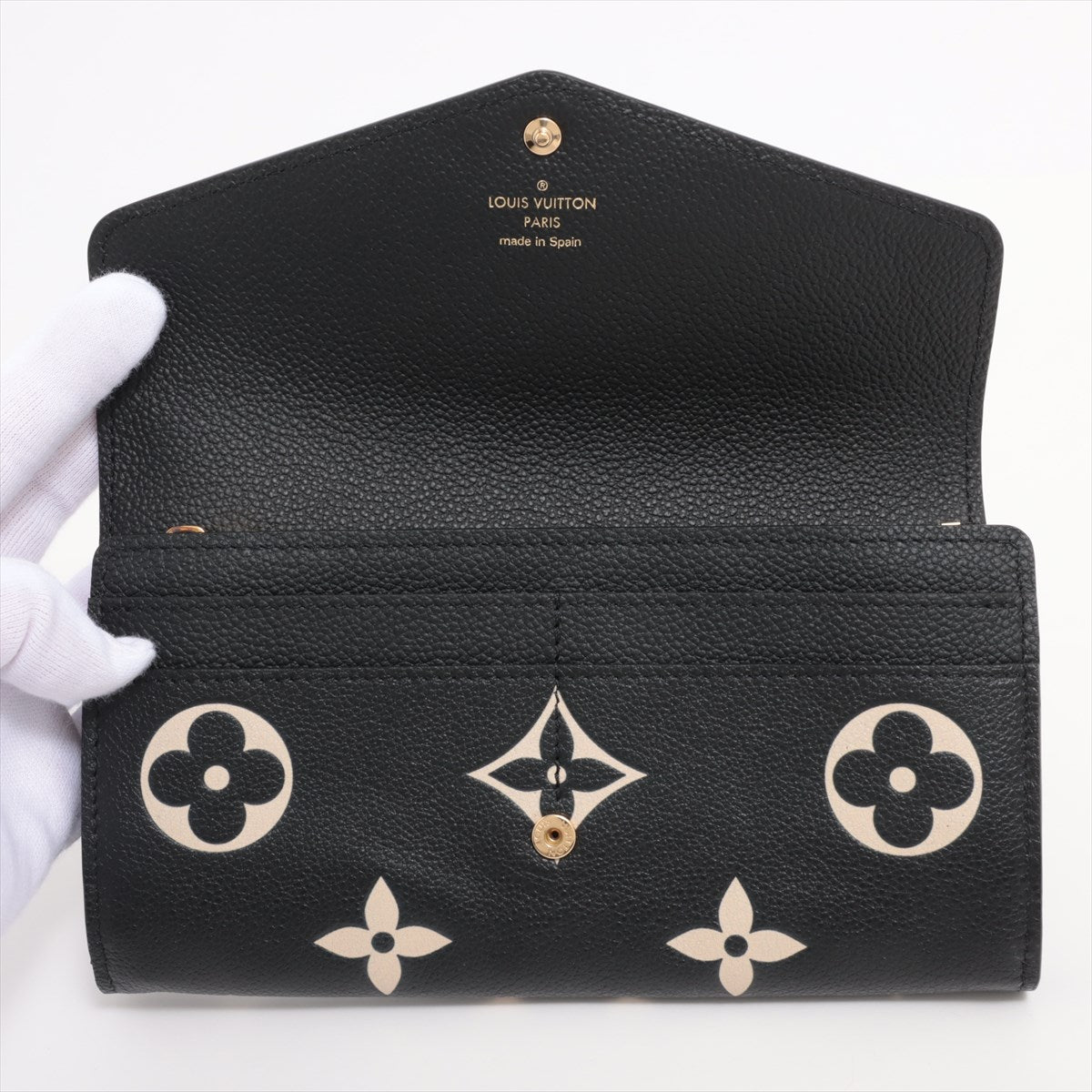 Louis Vuitton Bi-Color Monogram Implant Portfolio Sarah M80496 Noneir Long  Reaction Wallet