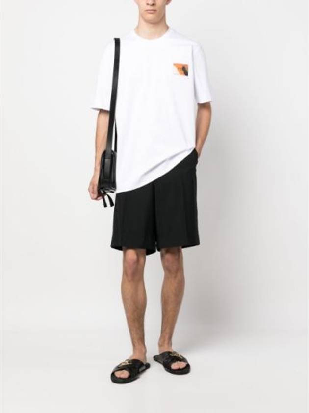 Luxury Fendi Logo Label Patch Short Sleeve T-Shirt White