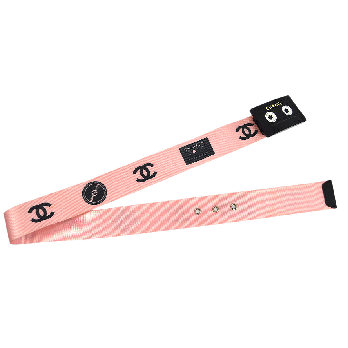 Chanel Cassette Tape Belt Pink 04P #75/30 Small New