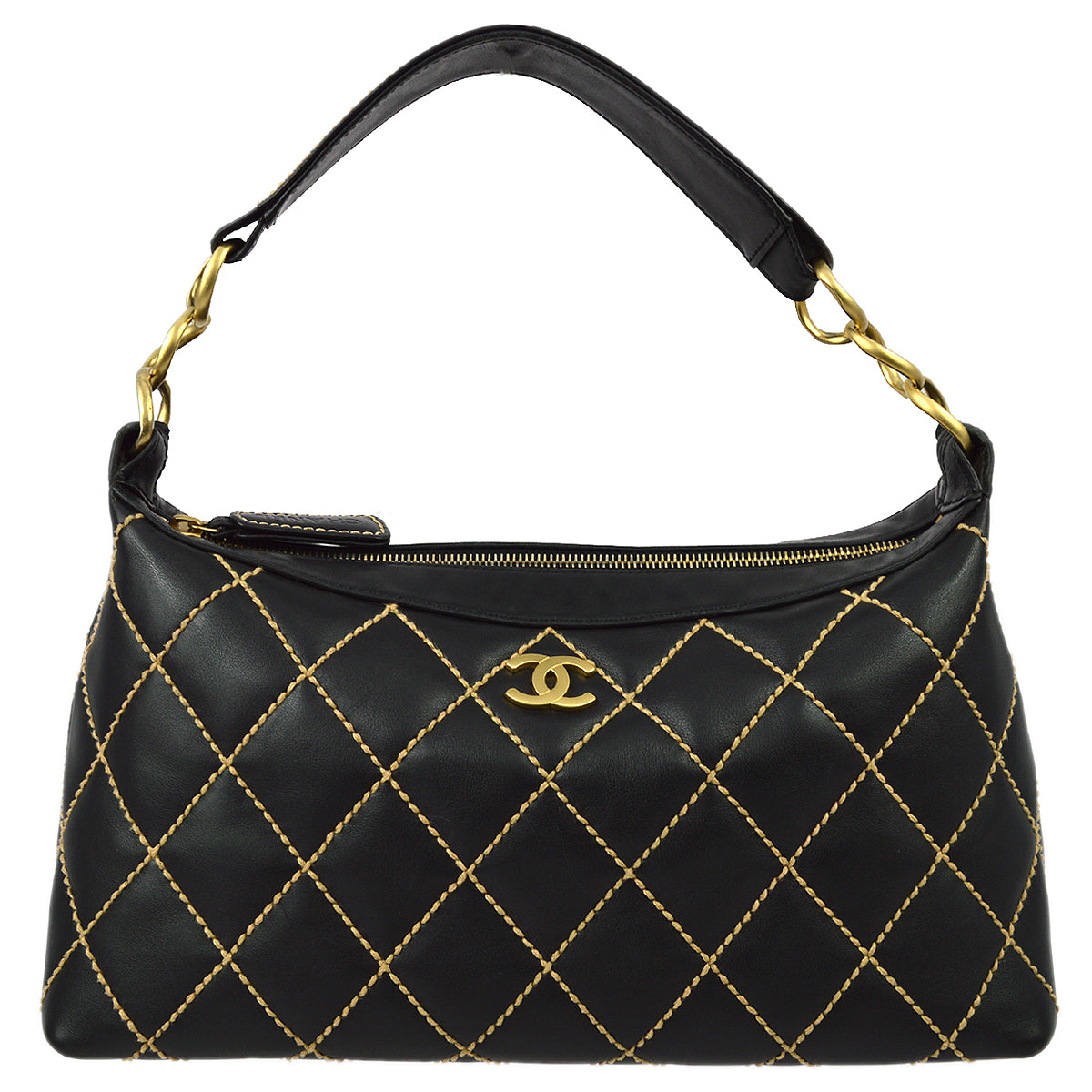 Luxury Chanel 2003-2004 Black Calfskin Wild Stitch Handbag