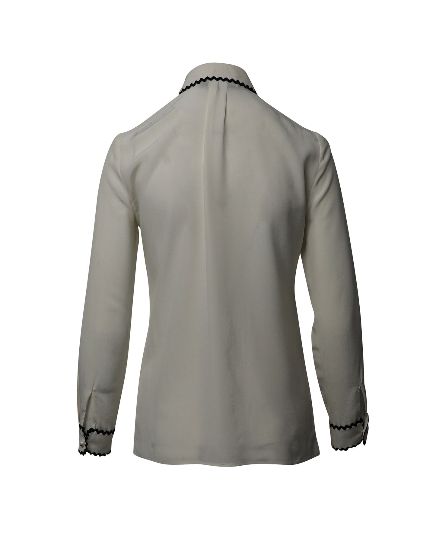 Luxury Gucci Trending 2025 Shirt Blouse with Zigzag Edges in Cream Silk