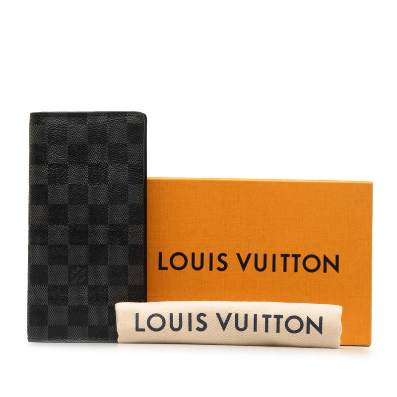 Louis Vuitton Damier Graphite Portefolio Brother Long Wallet N62665 Black PVC Leather Men LOUIS VUITTON