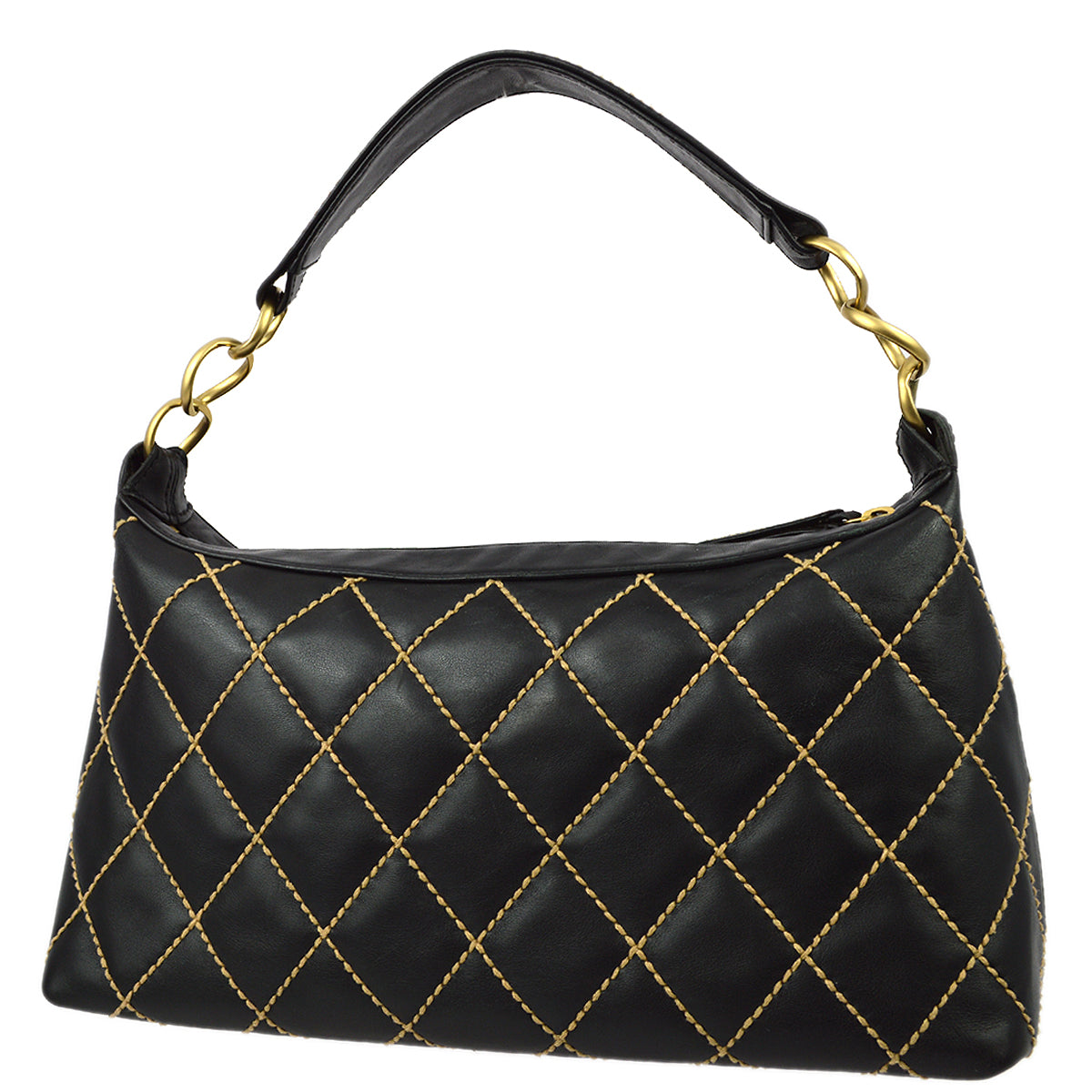 Luxury Chanel 2003-2004 Black Calfskin Wild Stitch Handbag
