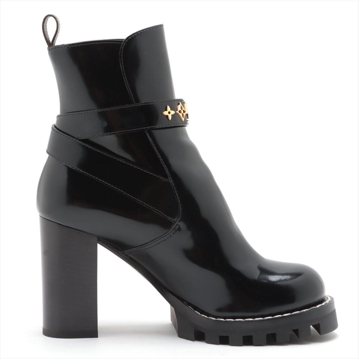 Louis Vuitton Start Trail Line 21 Year Patent Leather Short Boots 38.5  Black MA0231 Monogram Stands