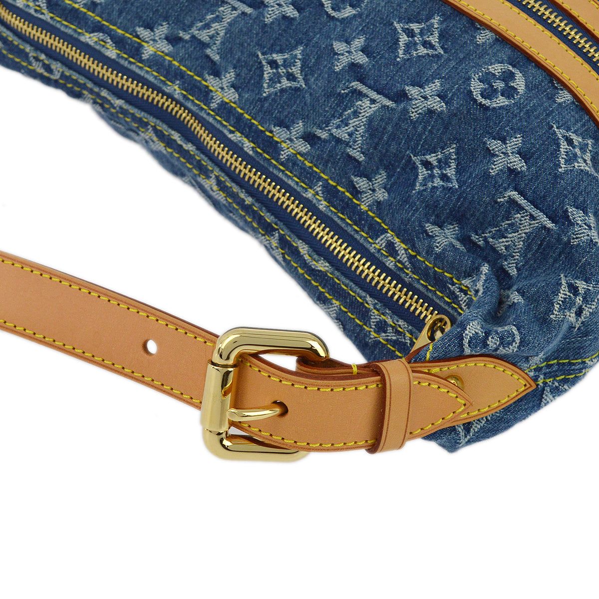 Louis Vuitton 2005 Blue Monogram Denim Baggy GM Shoulder Bag M95048