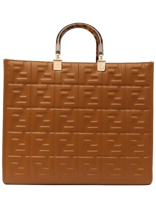 Luxury Fendi Sunshine FF Logo Medium Tote Bag Brown