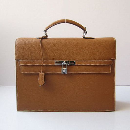 Luxury Hermes Briefcases H269 Briefcase Cow Leather Coffee Bag